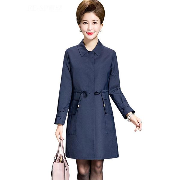 

women's trench coats 2021 spring autumn adjustable sashes slim waist coat women turn down collar single breasted outerwear plus size, Tan;black