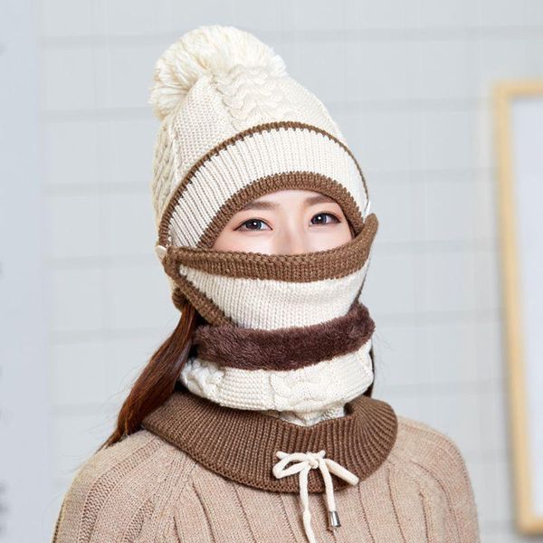 

hats, scarves & gloves sets winter fleece balaclava hat beanies hats scarf warm breathable knitted cap casquette homme #g2, Blue;gray