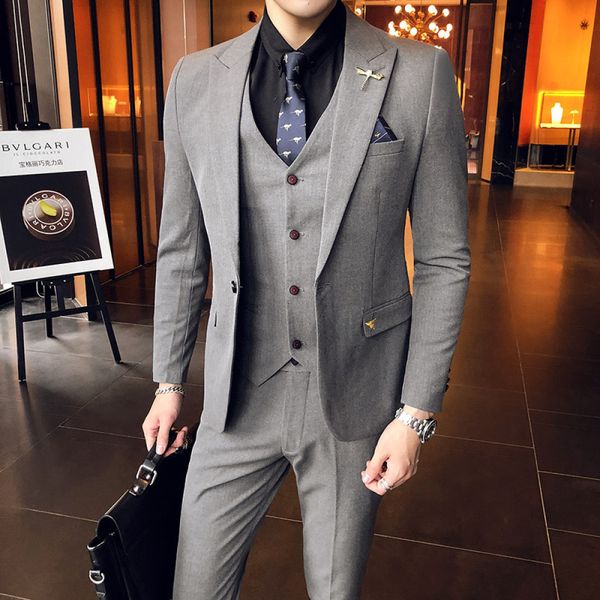 

autumn winter 2021 style retro embroidered for men piece sets british gentleman business professional suit xjx1, White;black