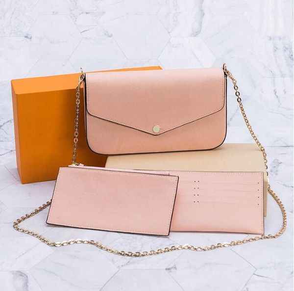 

quality 3pcs set women evening bags messenger bag chain strap cross body bags ladies flap purse clutch bags totes with box and dust bag