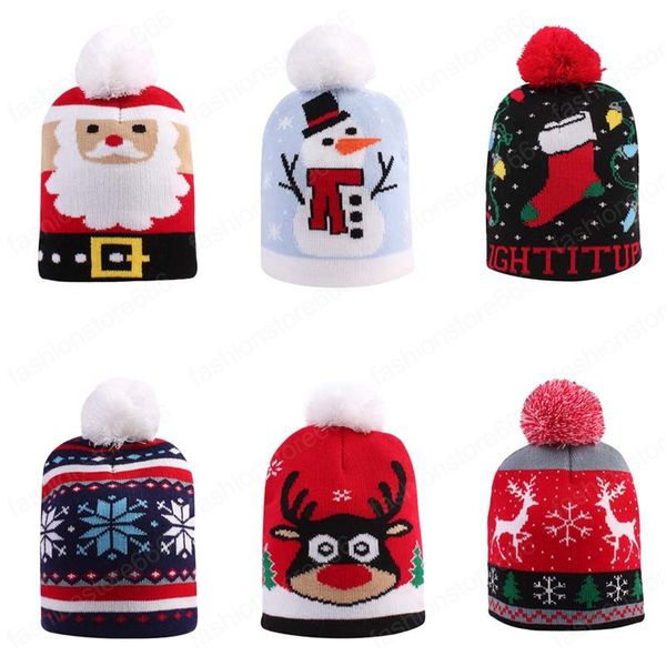 Cappelli lavorati a maglia per bambini Cappellino invernale autunno caldo per bambini Cappello natalizio con stampa di cartoni animati per bambini da 1 a 5 anni