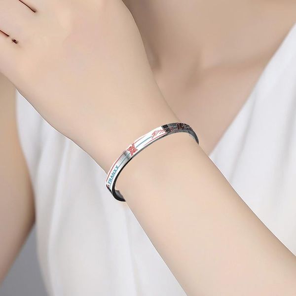 

bangle stainless steel bracelet men's and women's bracelets anime accessories national team 02 titanium, Black