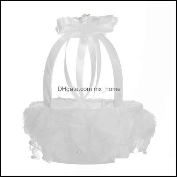 Flores decorativas grinaldas festivas festas suprimentos casa jardim casamento noiva branco cesta de flor laço menina portátil entrega 2021 dumr