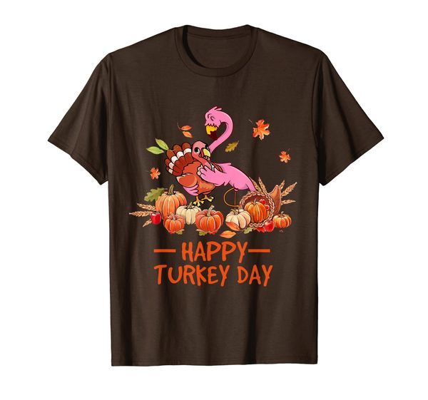 

cute flamingo hug turkey tee happy thanksgiving day t-shirt, White;black