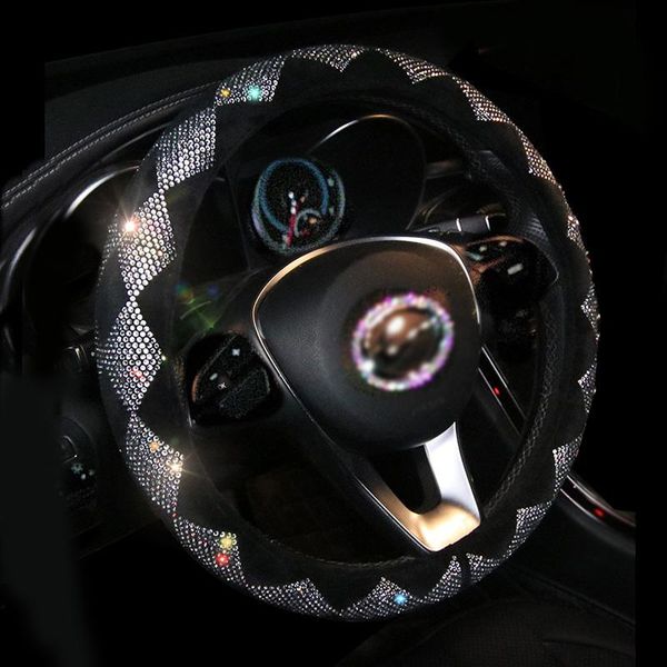 

steering wheel covers bling colorful rhinestone crystal car women diamond covered steering-wheel case interior accessories