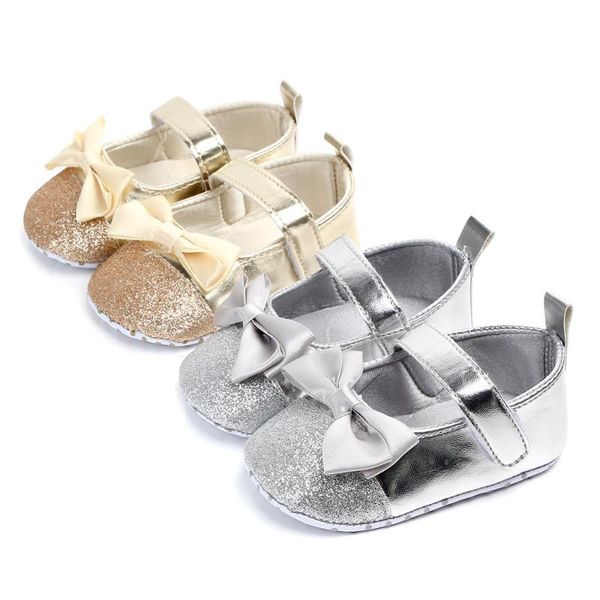 

first walkers baby shoes glitter pu girls toddler bow princess