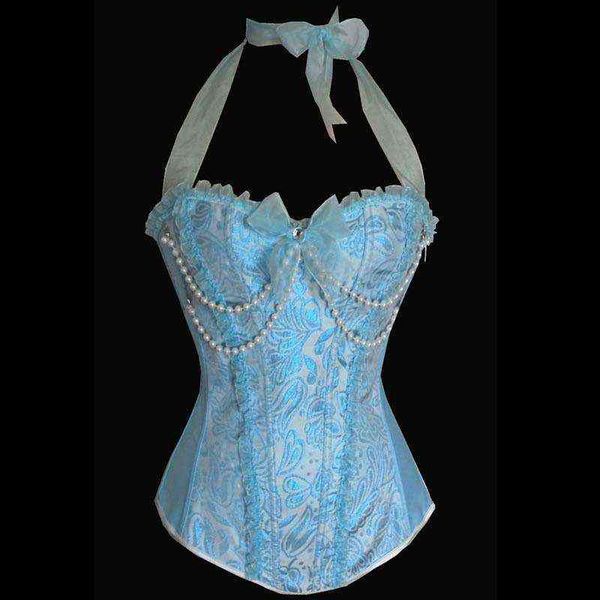 

waist tummy shaper blue beaded wedding drs satin jacquard body corset