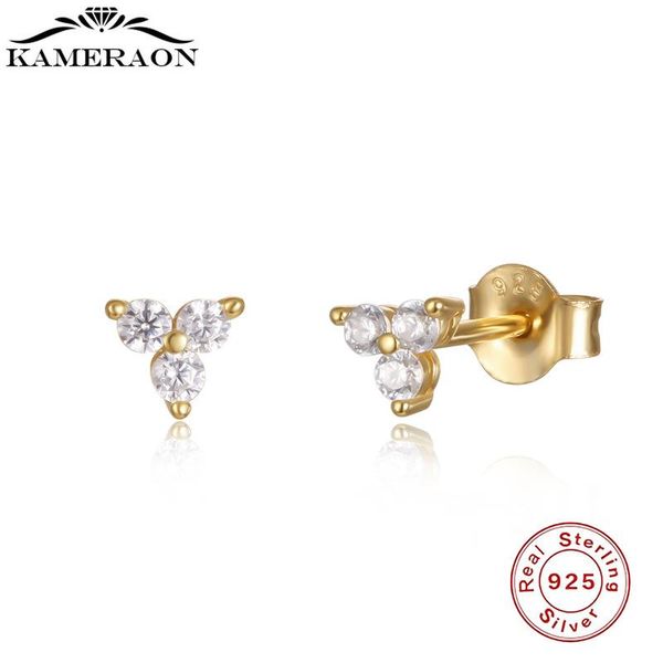 

stud kameraon 2021 selling earrings s925 sterling silver clover zircon light luxury women jewelry, Golden;silver
