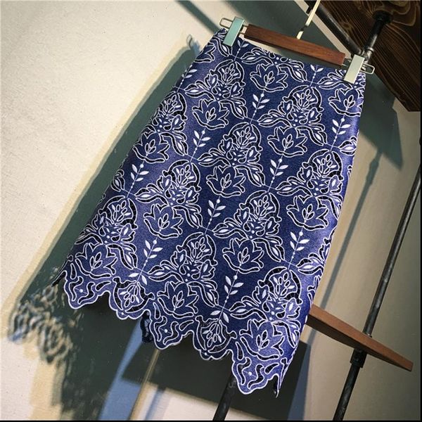 

lace skirt women elegant summer high waist pencil skirts 2021 streetwear style women hollow out knee length bodycon skirt office, Black