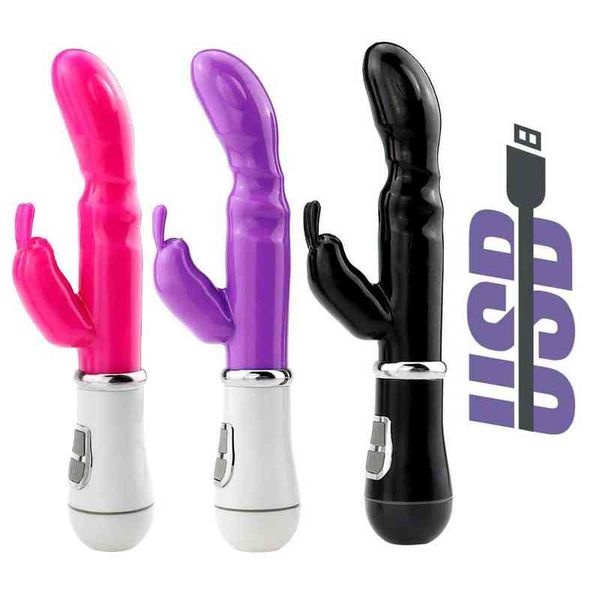 Nxy Vibrators USB зарядки двойной фаллоимитатор вибратор интимные товары секс игрушки для женщин взрослых 18 G-Spot VAGINA CLITORIS Стимулятор продуктов Shop 220110