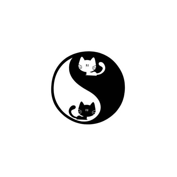 

12.7cm*12.7cm small cat yin and yang vinyl motorcycle car black silver sticker decal c17-000127