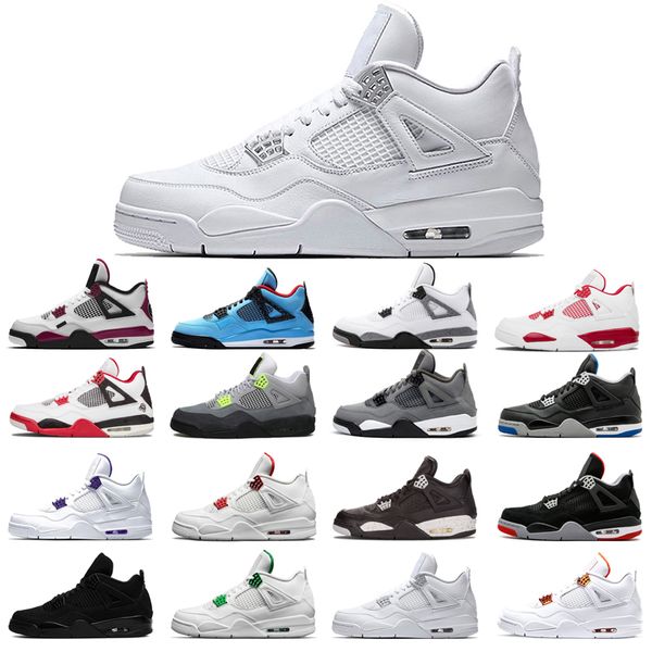 

man's basketball shoes 4s high cut black cat court purple neon bred alternate motorsport orange metallic cool grey pine green popular