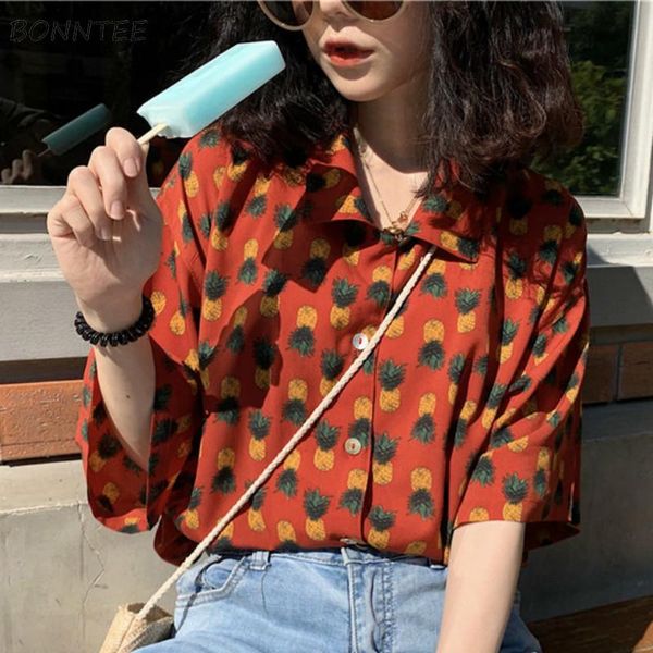 

women's blouses & shirts women vacation leisure short sleeve shirt summer korean womens harajuku loose retro ulzzang soft students clot, White