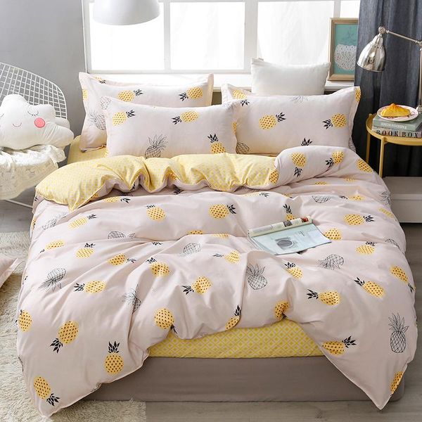 

bedding sets fruits pattern duvet cover set with quilt bed sheets linen pillow case king  twin size soft