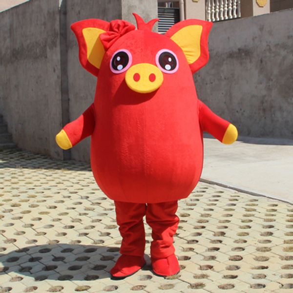 Maskottchen Kostüme Gelbes Schwein Rotes Schwein Maskottchen Party Kostüm Spiel Erwachsene Kleid Parade Tier Geburtstag