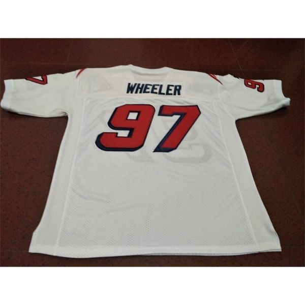 001 Custom # 97 Mark Wheeler Jogo Desgastado Retro Jersey com Team 001 Colégio Jersey Tamanho S-4XL ou Personalizado Qualquer nome ou Número Jersey