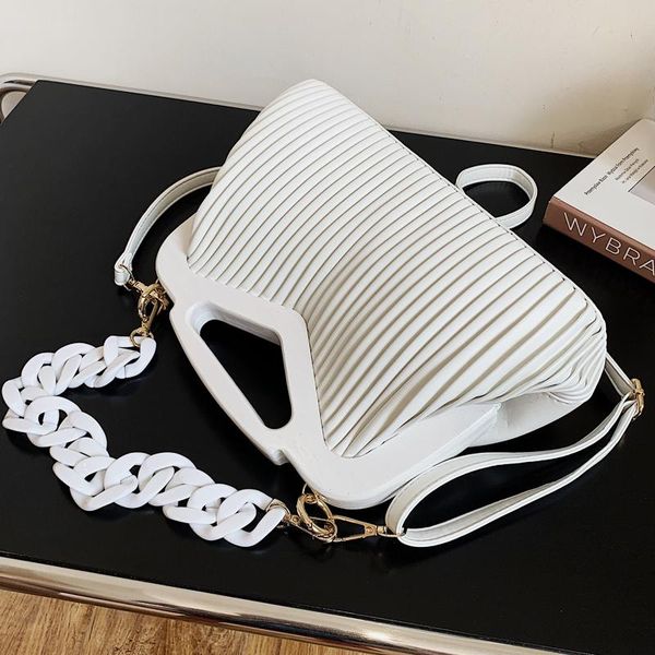 

evening bags brand triangle handbag and purse pleated designer crossbody bag for women 2021 clutch thick chain shoulder fold satchels