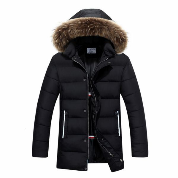 

2021 new men's medium length coat european american outerwear loose cotton clothing male jacket parka winter keep warm vo7v, Black