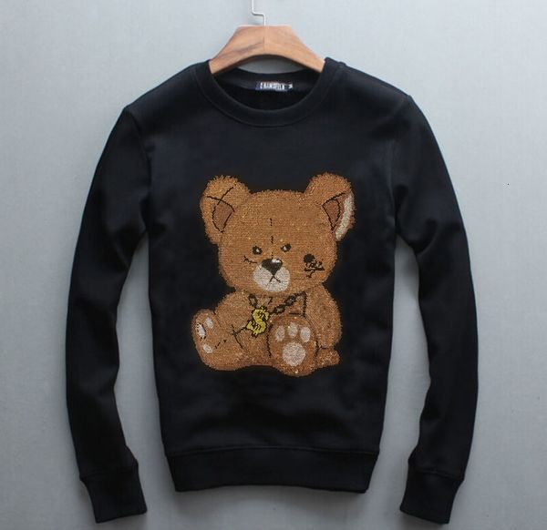 

2021 new mens' long sleeve diamonds hoodie hooded sweatshirt drill hoody hip jacket coat outwear plus size 4xl for man a sidn, Black