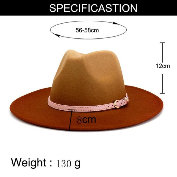 

wide brim hats beige green product belt british style big hat autumn and winter men women spray woolen jazz, Blue;gray