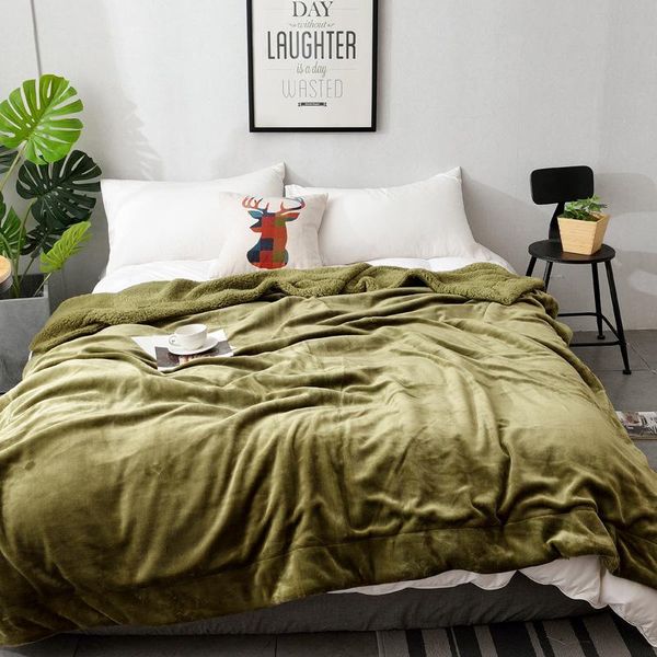 

blankets solid color colar fleece sofa blanket soft plush chair lounge rugs warm sleeping bed plaid tapestry bedspread bedding decoration