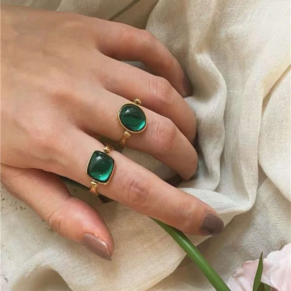 

hbp fashion french idyllic, european vintage, emerald inlaid ring, Silver