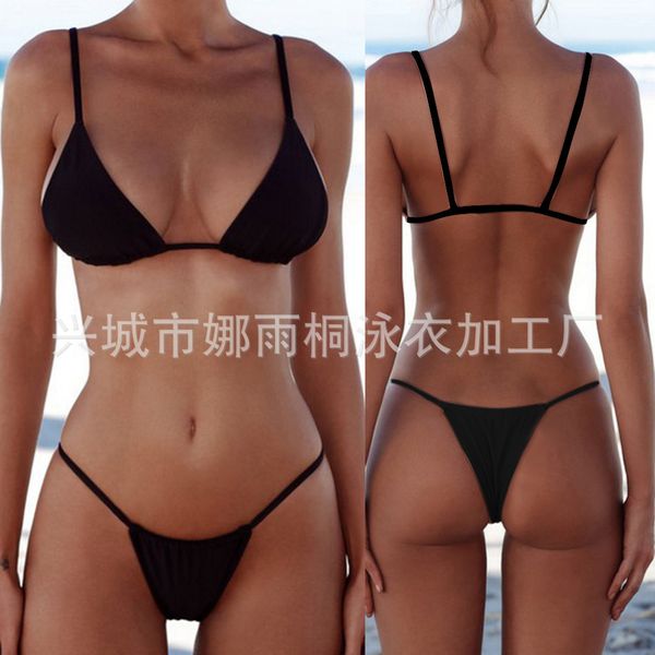 

new simple swimsuit solid bikini beach, White;black