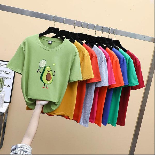 

green t shirt women cartoon avocado print graphic vegan tshirt cute casual basic t shirt summer 2021 funny shirt female, White