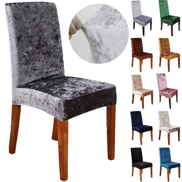 

chair covers velvet fabric universal size elastic cover thick seat washable removable for dinning room wedding office banquet