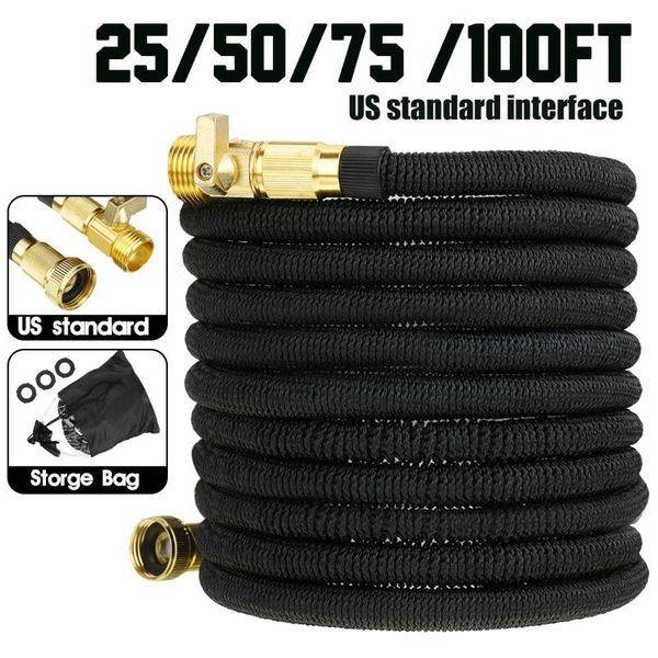 

car washer 20/50/75/100ft expandable garden retractable water hose elongation latex tube wash us pipe watering with storage bag