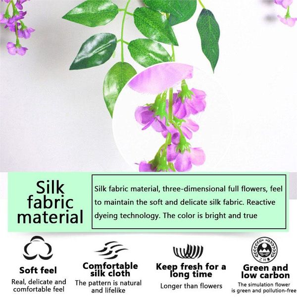 

decorative flowers & wreaths artificial wisteria vine garland plants foliage trailing flower outdoor wedding home garde office el decor