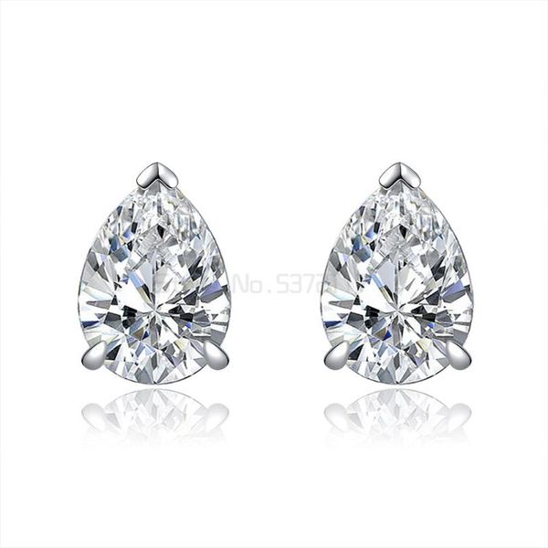 

stud 925 sterling silver exquisite 6 * 6mm bright + zircon earrings are a high-quality party for women's jewelry, Golden;silver
