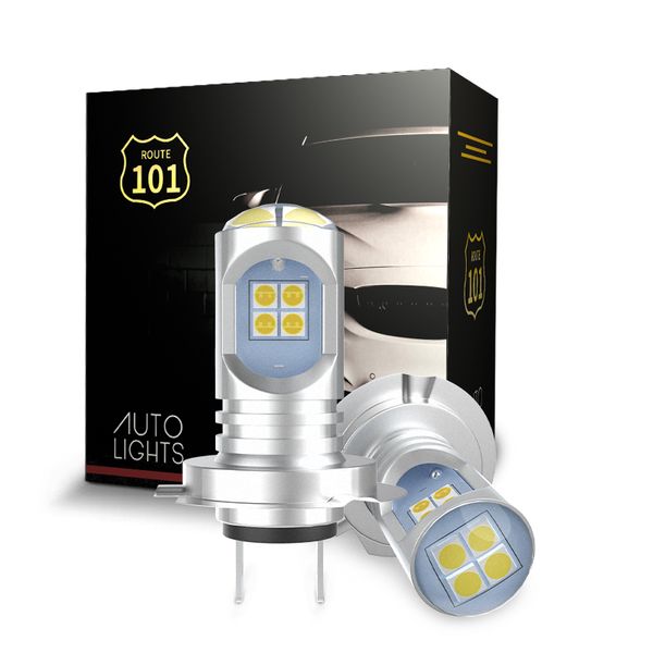 Route101 H7 LED Far Araba Ampul Sis Lambası 6000 K Beyaz 12 V 24 V Ampoule Mini Lampe Bombilla Otomobil için Projektör Lens Ile