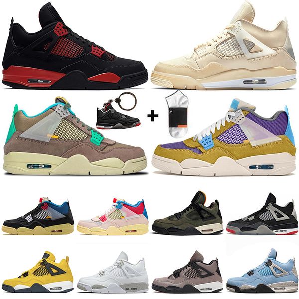 

2021 gift with socks white oreo university blue basketball shoes off men women jumpman 4 4s black cat sail guava ice bred red thunder travis