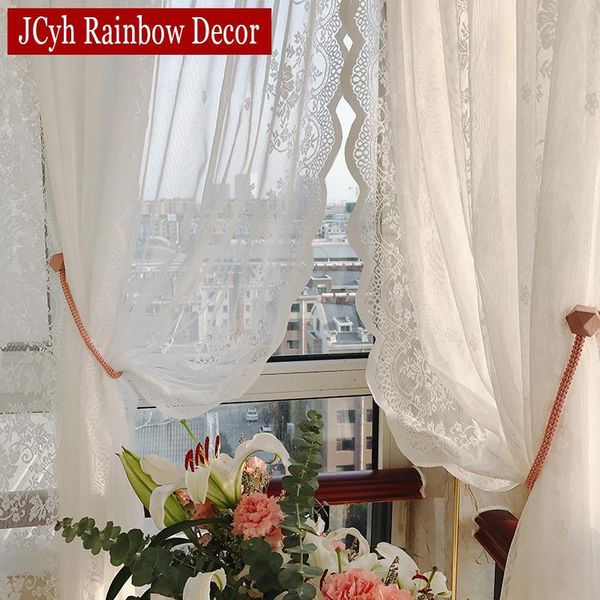 

laest white lace sheer window curtains for living room romantic girl bedroom long tulle curtains graden voilage rideaux drapes