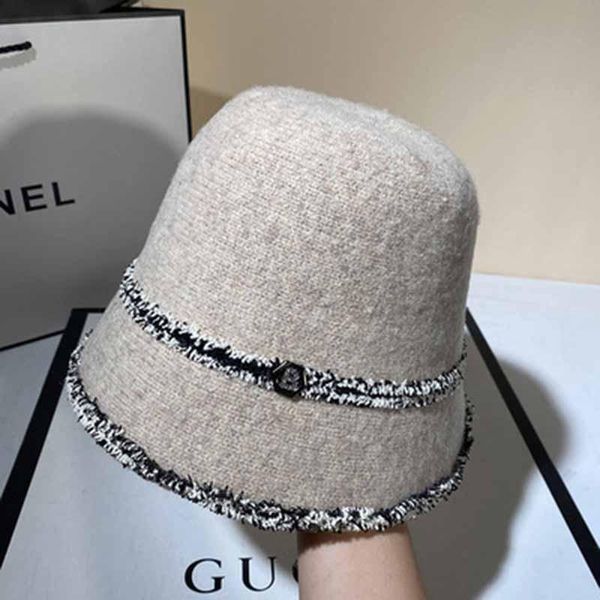 

wide brim hats 2021 wool blend letter women's fisherman hat autumn and winter fashion lovely warm versatile face small retro, Blue;gray