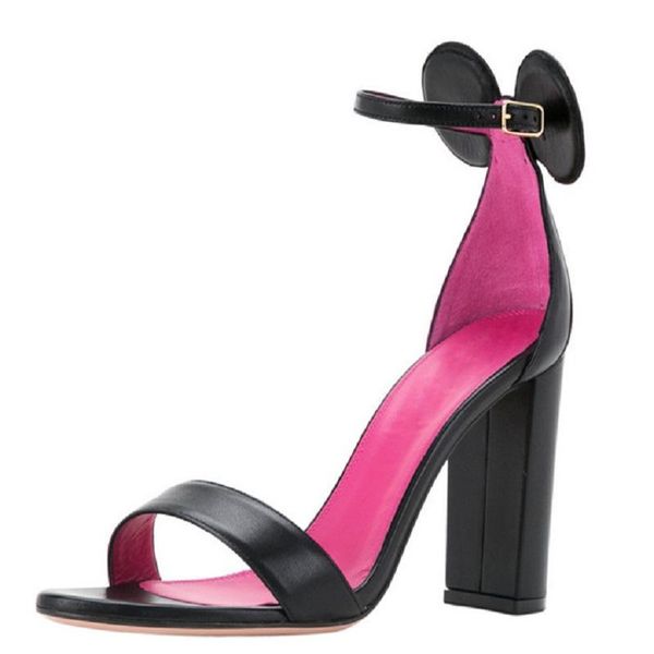 

sandals summer fashion word with thick high-heel color ball banquet dress all-match custom-made large size women's shoes, Black