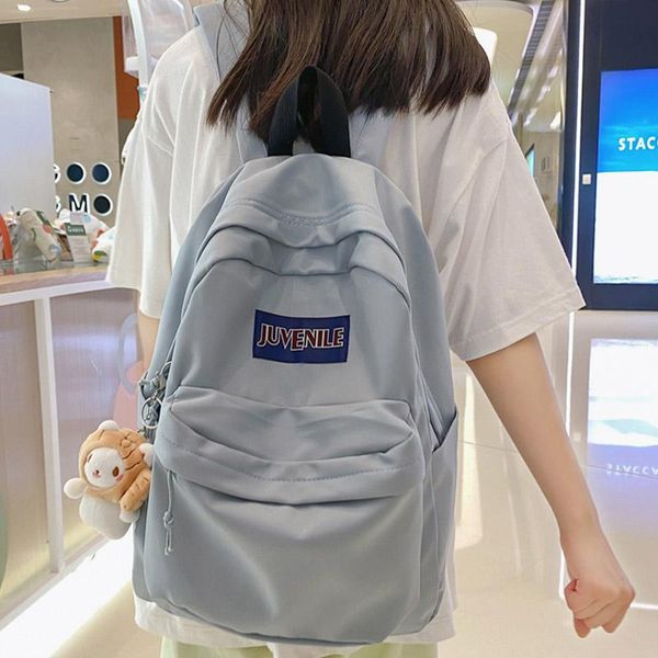 

school bags 2021bolsa feminina solid color girls backpack for women mochila mujer nylon waterproof