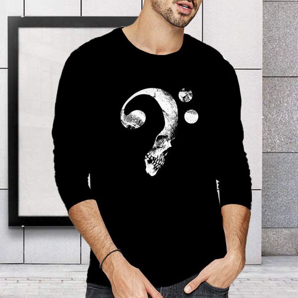 

long sve t-shirt new fashion loose pure cotton round neck fashion brand men's long sve t-shirt men's wear, White;black