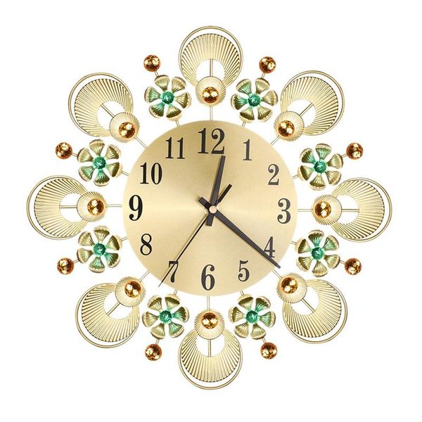 

vintage flowers and diamond wrought iron wall clock creative mute wall clock living room decoration