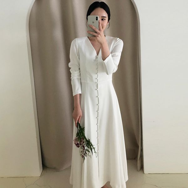 

new 2021 elegant women white party split fairy office lady long sleeve designer korean style autumn skum, Black;gray