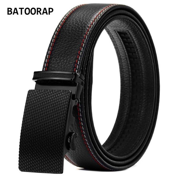 

belts batoorap men's leather belt cow hide alloy click buckle fashion style male black waistband 3.5cm width z35p009, Black;brown