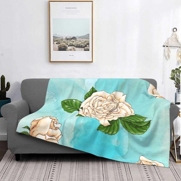 

blankets white roses on sky blue and watercolor background air conditioning blanket soft warm light thin pink