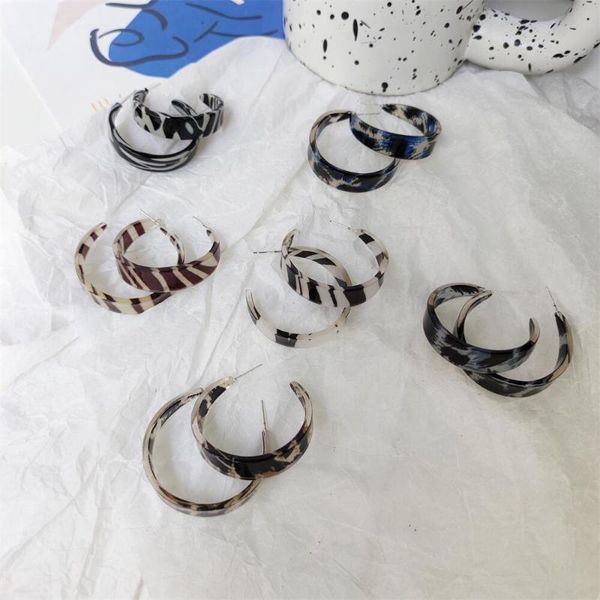 

stud exaggerated large c ring cool ins design c-shaped acrylic leopard earring for women teen jewelry accesorios gift aretes de mujer, Golden;silver