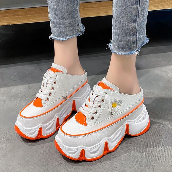 

slippers casual wedge platform women mules shoes summer sandals outdoor increasing height thick sole closed toe 2021, Black
