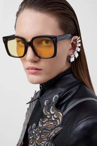 

thick frame rice nail men sunglasses square yellow piece joker women fashion street s glasses1, White;black