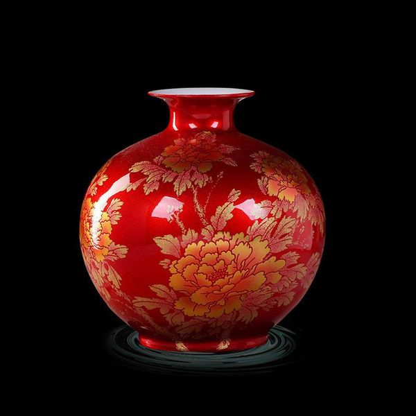 

vases jingdezhen creative apple vase ceramic red home living room chinese modern minimalist decorations porcelain ornaments