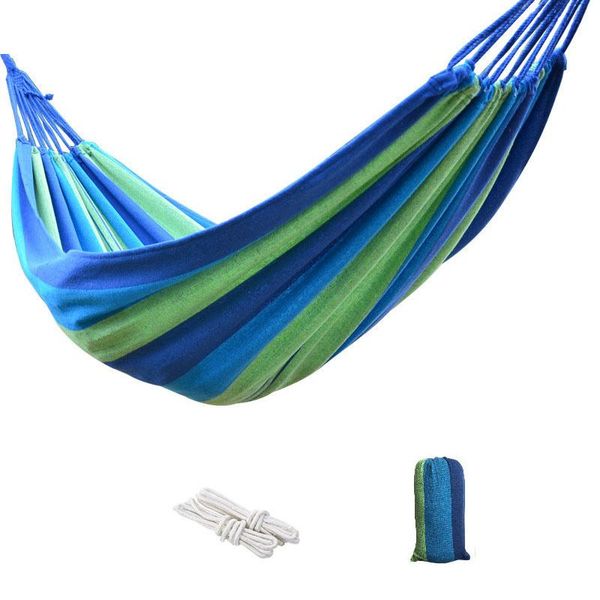 

camp furniture anti rollover color bar blue hammock outdoor equipment double canvas curved stick leisure