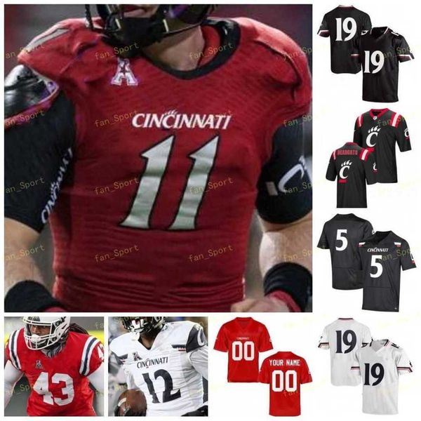 

cincinnati bearcats football jersey ncaa college 18 travis kelce 9 desmond ridder 3 michael warren ii 12 alec pierce 9 michael pitts 11 brya, Black