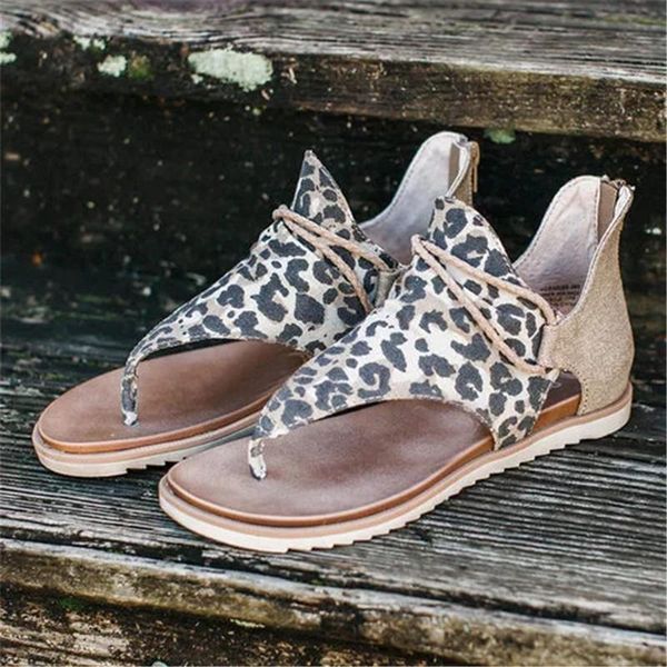 

2021 women sandals leopard print summer shoes women large size andals flat sandals womens summer shoes, Black